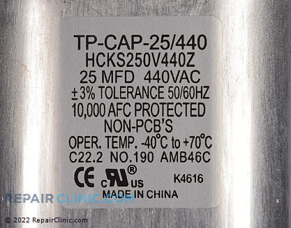 Run Capacitor TP-CAP-25/440 Alternate Product View