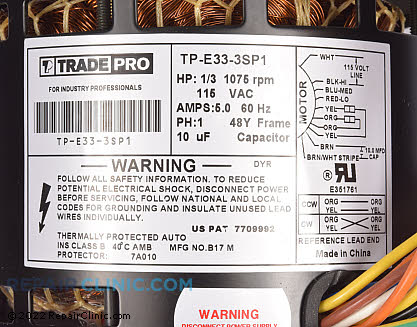 Blower Motor TP-E33-3SP1 Alternate Product View