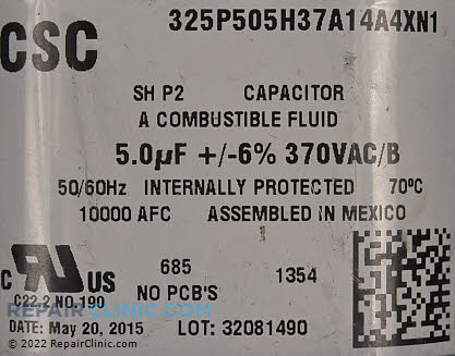 Run Capacitor CPT02052 Alternate Product View