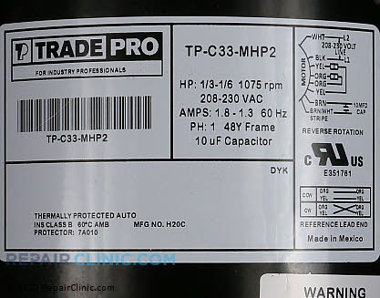 Condenser Fan Motor TP-C33-MHP2 Alternate Product View