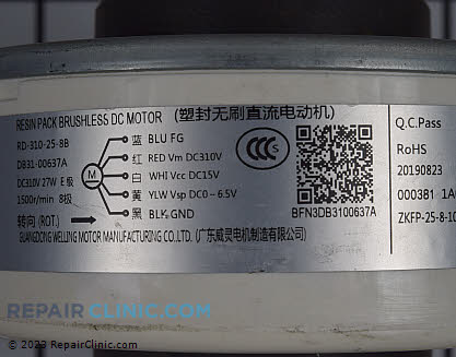 Condenser Fan Motor DB31-00637A Alternate Product View
